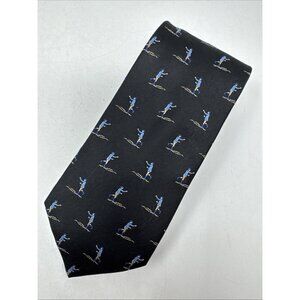 Daniel Cremieux Black Fishing Fisherman 100% Silk Neck Tie Made in USA